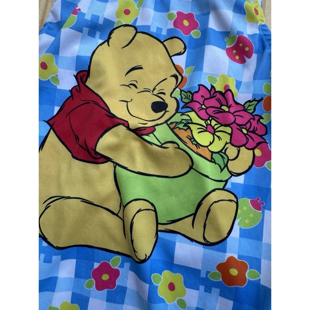 Vintage 90's Winnie the Pooh‎ Disney Flowers Swimsuit Size 6 Ruffle Gingham